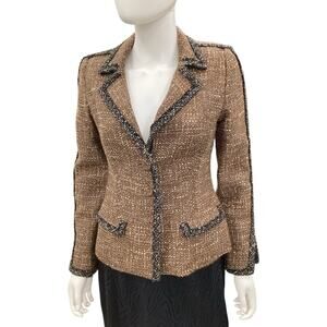 Pilar Rossi Blazer Women’s SZ S Wool Blend Silk Lining Pockets 3 Button Closure